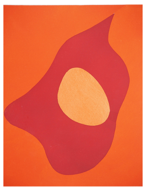 Jean Arp, Profile on Orange Background, Lithograph and Stencil