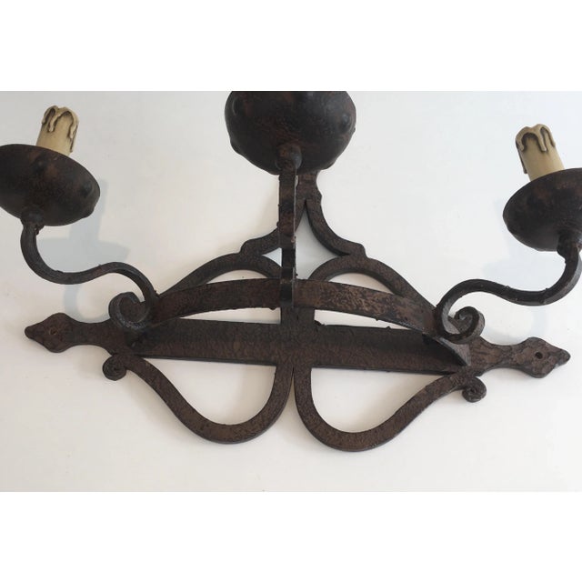 Large Wrought Iron Wall Sconce, French, circa 1950 For Sale - Image 9 of 12
