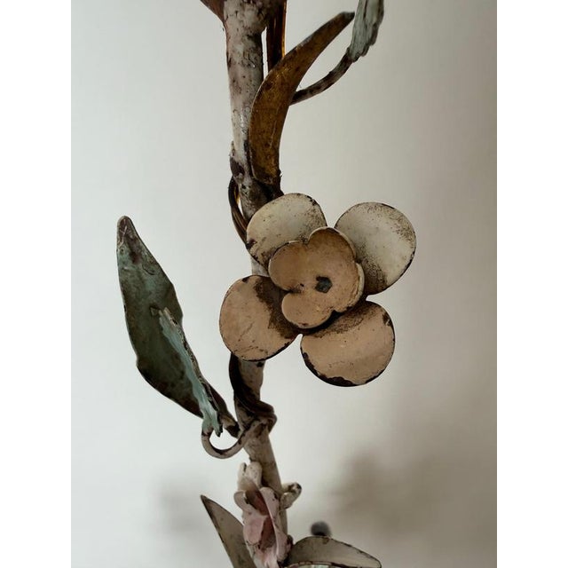 Italian Florentine Tole Flower Chandelier in Gilt Iron, 1950 For Sale - Image 18 of 18