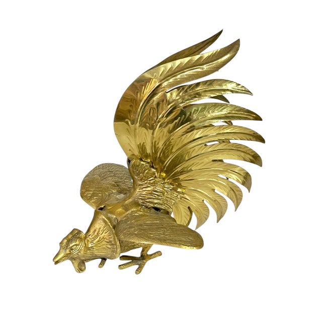 Mid 20th Century Set of 2 Mid 20th Century Brass Roosters For Sale - Image 5 of 14