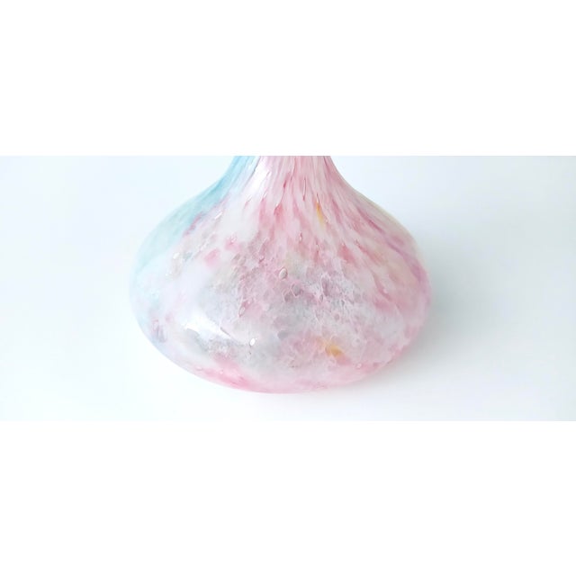 Vintage Pastel Pink Polychrome Murano Glass Flower Vase For Sale - Image 12 of 15