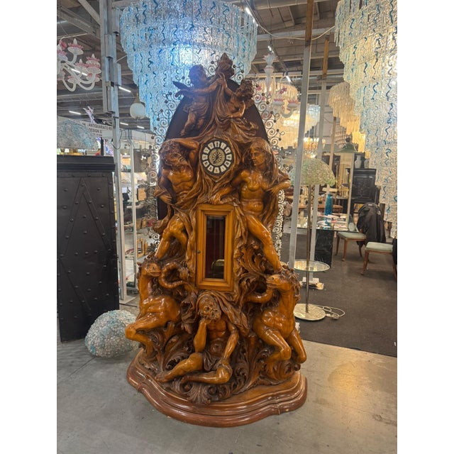 Pendulum Clock with Long Wood Case, 1900 For Sale - Image 10 of 10