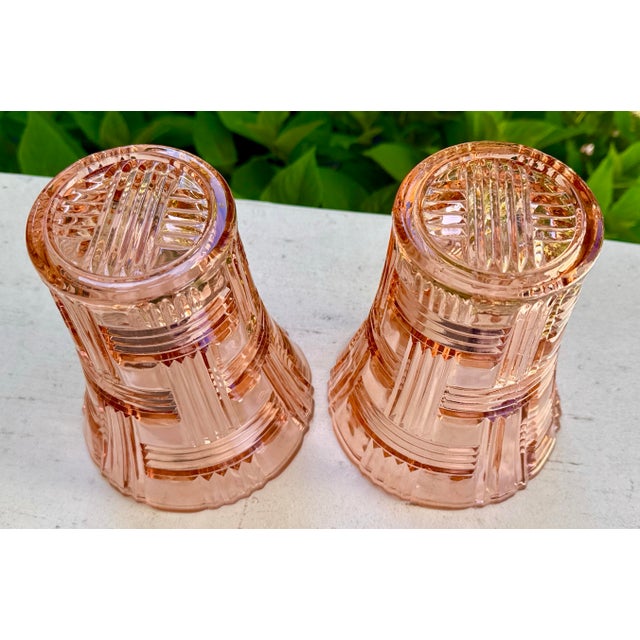 1940s Pink Anchor Hocking Glass Vases - A Pair For Sale - Image 5 of 7