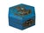 This hexagonal accent box features a vibrant cerulean blue exterior, finished with a textured vinyl wrap that gives it a...