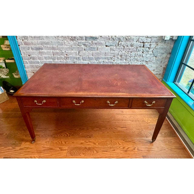 Mid 20th Century Winston Churchill Replica Mahogany Partner's Desk For Sale - Image 6 of 9
