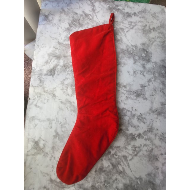1960s Vintage Wool Needlepoint Christmas Stocking Santa For Sale - Image 5 of 7