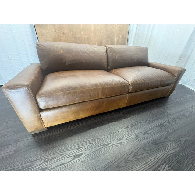 RH Restoration Hardware Maxwell Leather 2-Cushion Sofa Italian Brompton Leather – Cocoa | Down-Feather Fill Configured RH...