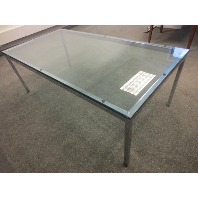 Florence Knoll Florence Knoll Rectangular Glass Coffee Table With Polished Chrome Base and Glass Top For Sale - Image 4 of 7