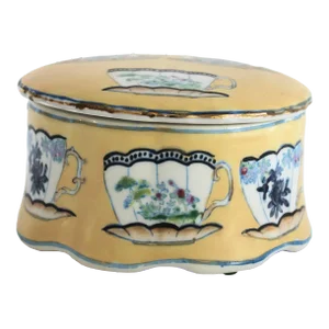 Vintage Porcelain Teacup Trinket Box With Lid