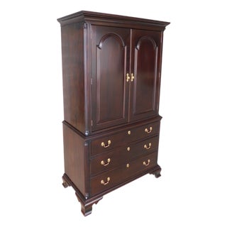 Stickley Mahogany Georgian Style Armoire Gentlemans Tall Chest 72.25"h For Sale