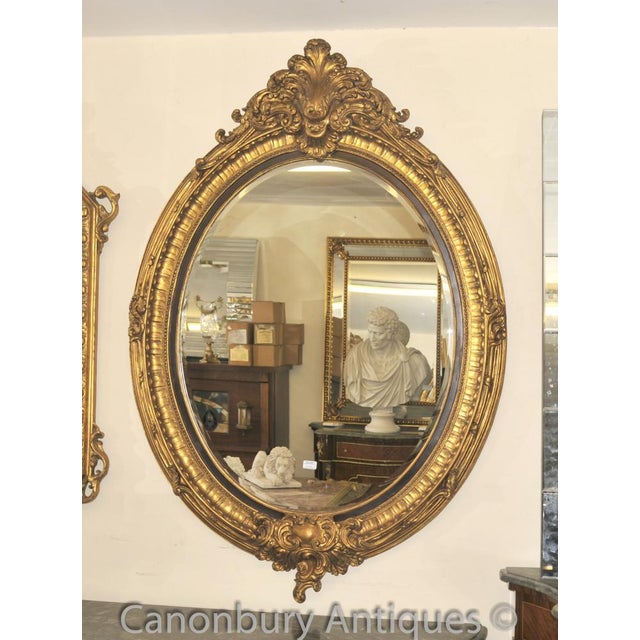 French Louis XVI Gilt Oval Mirror For Sale - Image 8 of 8