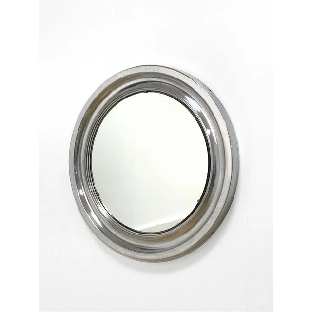 1960s Mid-Century Italian Round Aluminum Mirror Attributed to Sergio Mazza for Artemide, 1960s For Sale - Image 5 of 7