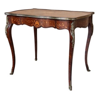 French 19th Century Louis XV Marquetry Writing Table For Sale