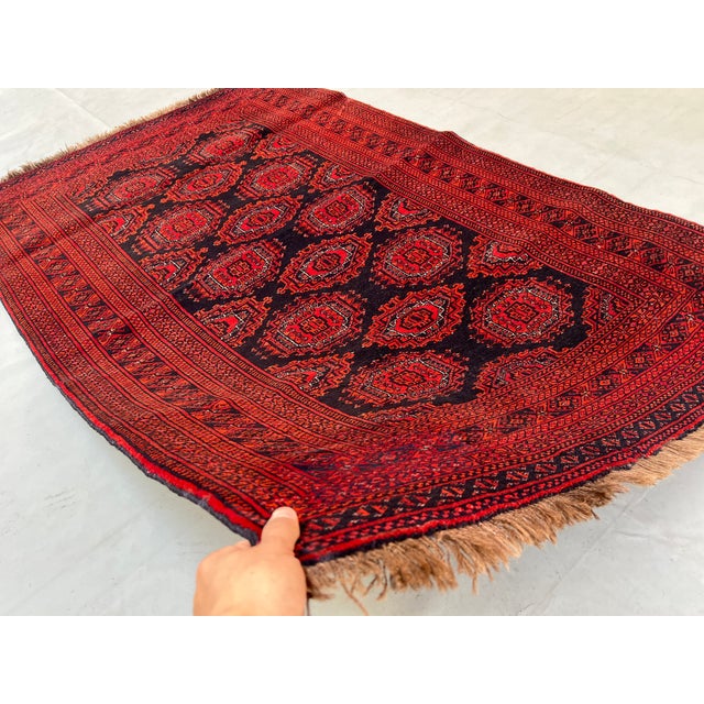 Tribal Vintage Afghan Ersari Sarouk Gul Tribal Rug - 5'11" X 3'9" For Sale - Image 3 of 12