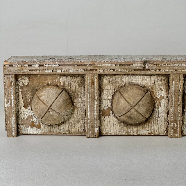 Mid 20th Century Vintage Architectural Salvage Fragment Wood Panel Painted Trim Element For Sale - Image 5 of 7