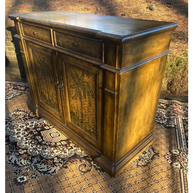 Late 20th Century Vintage Broyhill Island Style 2 Door Chest From Palermo Palm Collection For Sale - Image 5 of 12