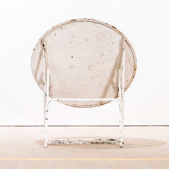 Vintage French White Round Metal Folding Dining Table, 1950s For Sale - Image 6 of 8
