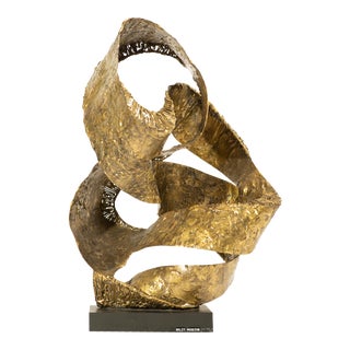 Signed Abstract Metal “Split Mobius” Sculpture For Sale
