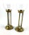 1960s Mid-Century Modern Glass and Brass Vases or Candle Holders - a Pair For Sale - Image 4 of 8
