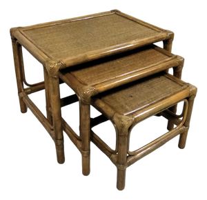 Rattan Nesting Tables, 1970s, Set of 3