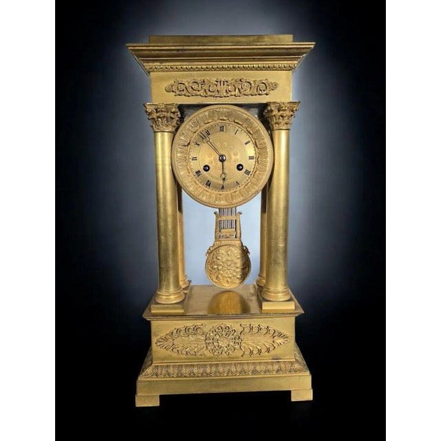Late 19th Century Large Empire and Gilded Bronze Mercury Gilt Clock Portico, 1890s For Sale - Image 5 of 12