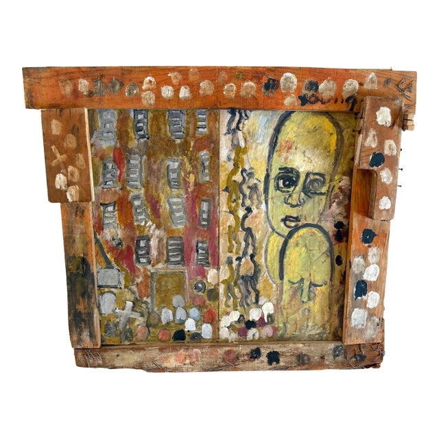 Purvis Young — Procession and Witness (Angels and Mourning), Mixed-Media Diptych For Sale