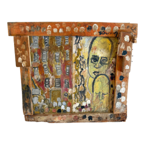 Purvis Young — Procession and Witness (Angels and Mourning), Mixed-Media Diptych