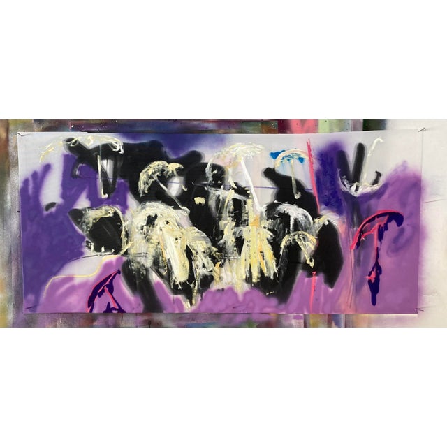 2020s Purple Rain Original Painting/Mixed Media on Sailcloth by Erik Sulander 56x26 For Sale - Image 5 of 8