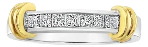 Princess Cut Diamond Wedding Band with 14k Two-Toned Gold Accented Design, Size 4.5