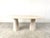 Elegant travertine dining table with two conical pedestal bases. Beautiful coloured travertine with lovely pattern....