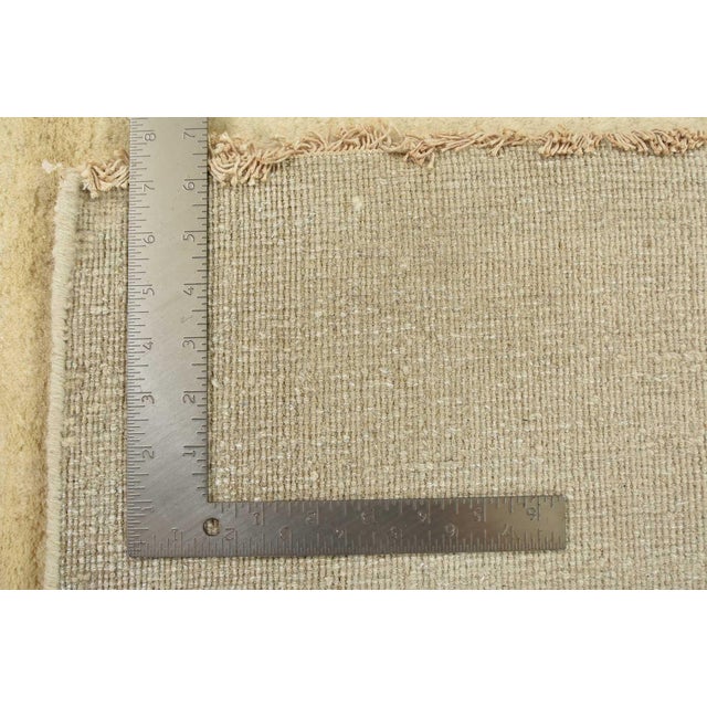 Solid Ivory Rug 6’4” X 7’11” Wool Contemporary Hand-Knotted Carpet For Sale - Image 11 of 11
