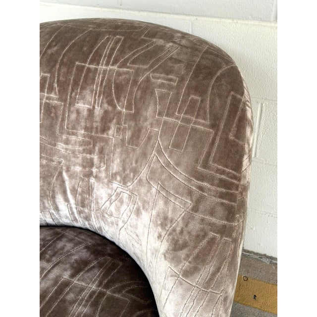 Wood Caracole Mod Brutalist Taupe Velvet Bora Bora Club Chairs Pair For Sale - Image 7 of 8