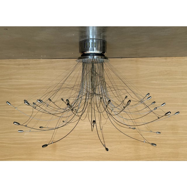 Pair of Monumental Italian Chrome Chandelier or Ceiling Lamp By Aureliano Toso Dimensions: Height: 29.53 in (75...