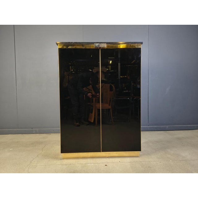 Black Black Lacquer and Marble Bar in the style of Maison Jansen, 1970s For Sale - Image 8 of 12