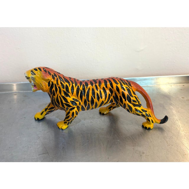 Mid-Century Modern Hand-Painted Cast Iron Tiger Figurine For Sale - Image 3 of 5