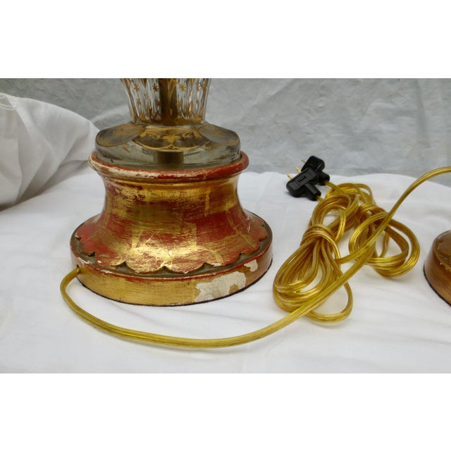 Bohemian Glass Lamps Circa 1900- A Pair of 2 For Sale - Image 9 of 12