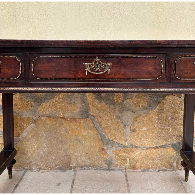 19th Century Late 19th Century French Louis XVI Oak Console Table with Ormolu Mounts For Sale - Image 5 of 8