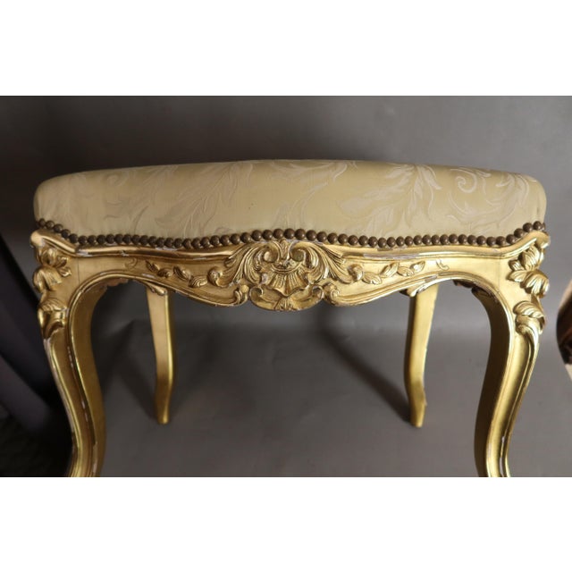 Golden Wooden Stool For Sale - Image 3 of 10