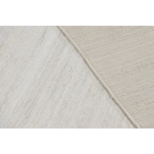 White Rug & Kilim’s Oversized Textural Square Rug In Solid White and Gray Striae - 6x8 For Sale - Image 8 of 8