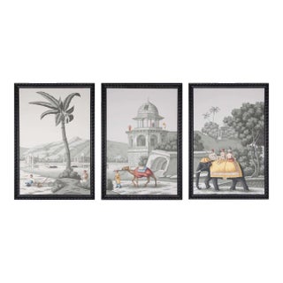 Triptych Paintings - Set of 3 Titled "Old Scenes of India" For Sale