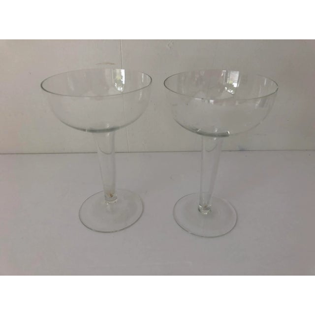 1970s Midcentury Hollow Clear Champagne Glasses S/2 For Sale - Image 5 of 5