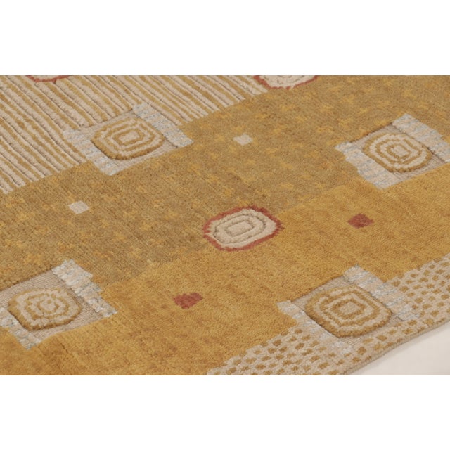 Art Deco Contemporary Art Deco Style Geometric Gold Wool Rug, by Rug & Kilim, India For Sale - Image 3 of 10