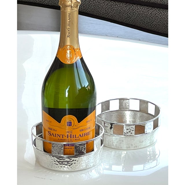 1980s Emilia Castillo Vintage Hand Hammered Silver Plate Wine Bottle Coaster For Sale - Image 10 of 10