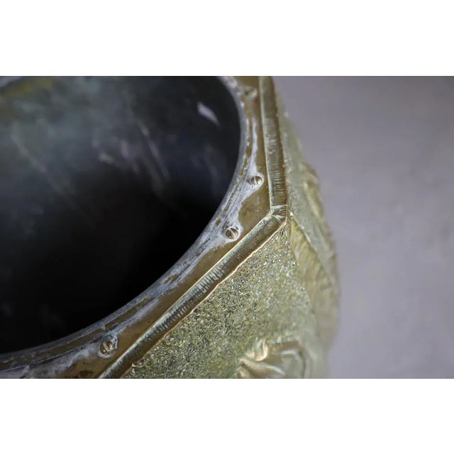 Metal Art Nouveau Umbrella Stand in Hammered Embossed Copper, 1890s For Sale - Image 7 of 11