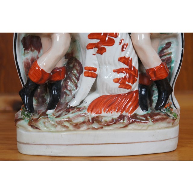 Antique Staffordshire Robin Hood Little John Spaniel Hunt Spill Vase For Sale - Image 10 of 12