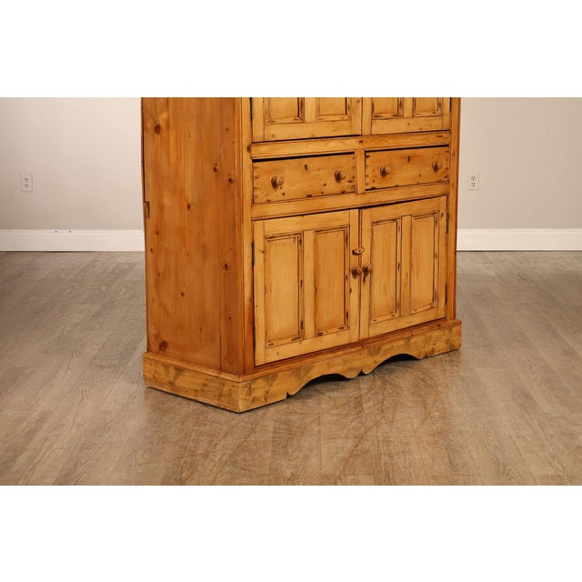 Brown Pine Country Style Armoire Cabinet With Drawers For Sale - Image 8 of 18