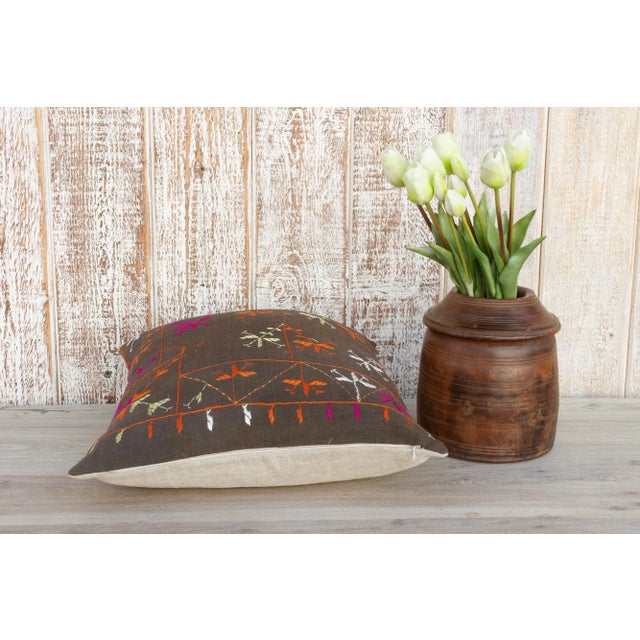 Textile Dia Antique Indian Folk Pillow For Sale - Image 7 of 10