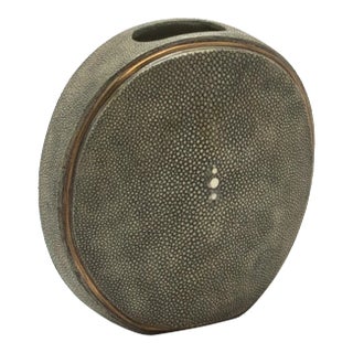 Shagreen Vase With Brass Details by R&y Augousti For Sale