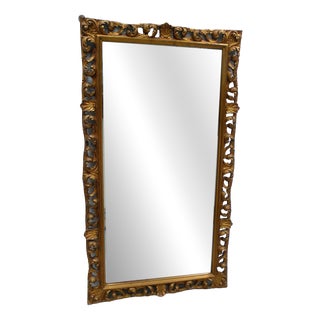 Large Antique Barock Wooden Frame in Gold Bronze Mirror, 1880s For Sale
