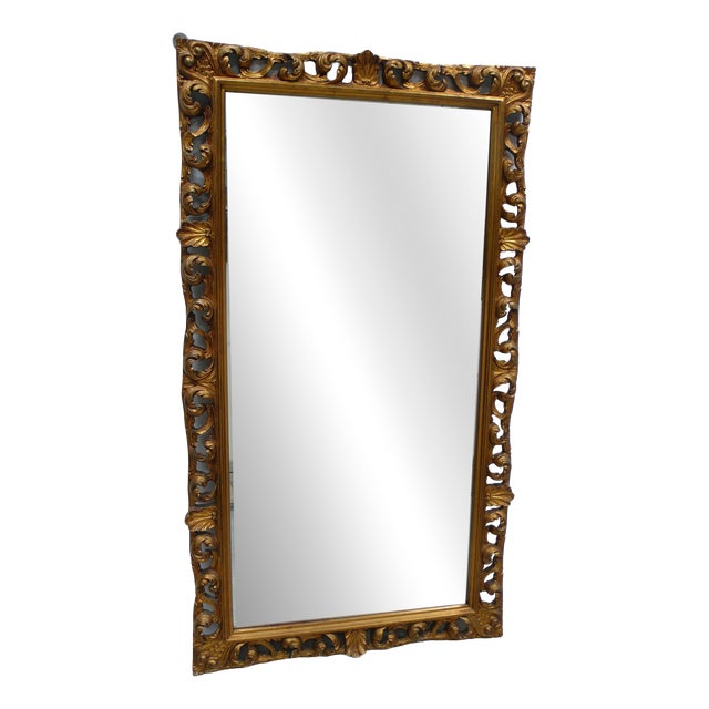 Large Antique Barock Wooden Frame in Gold Bronze Mirror, 1880s For Sale